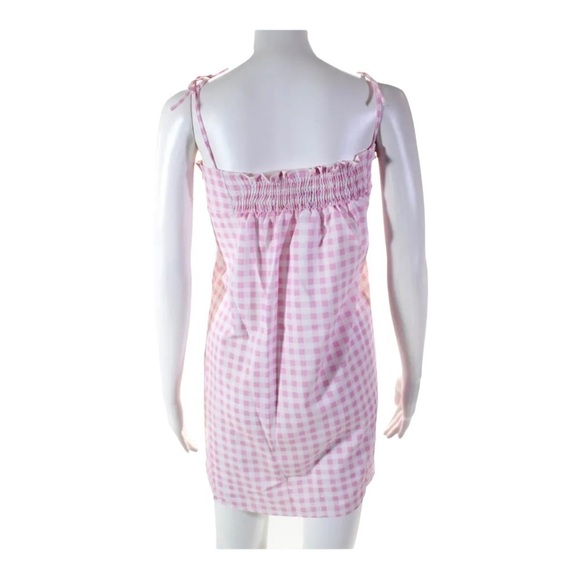 NWT SOKIE COLLECTIVE x Shopbop Tie Strap Gingham Mini Dress Pink White Large - Picture 11 of 14